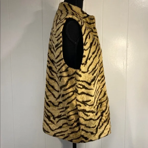 Tiger Fur Vest Mobwife Vintage Glam Y2K Statement Josephine Chaus Faux Medium - Picture 4 of 12